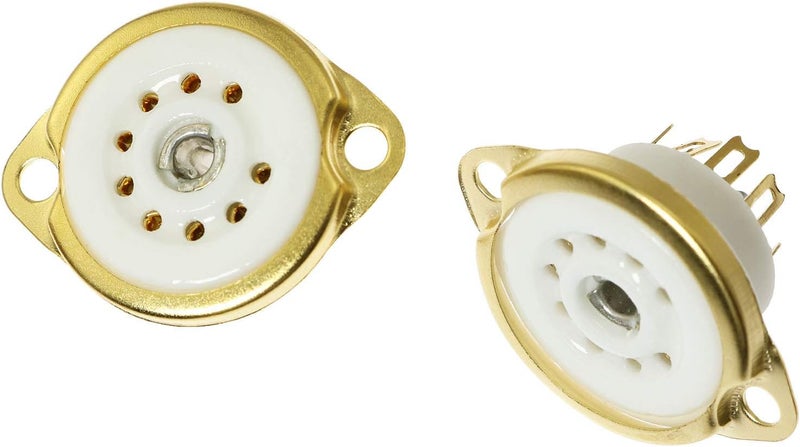 SQXBK Vacuum Tube Socket 2PCS Ceramic Gold Plated 9Pin Chassis Mount Vacuum Tube Socket For 12AX7 12AT7 12AU7 ECC83 EL84 6922 Etc Vacuum Tube - Image 1